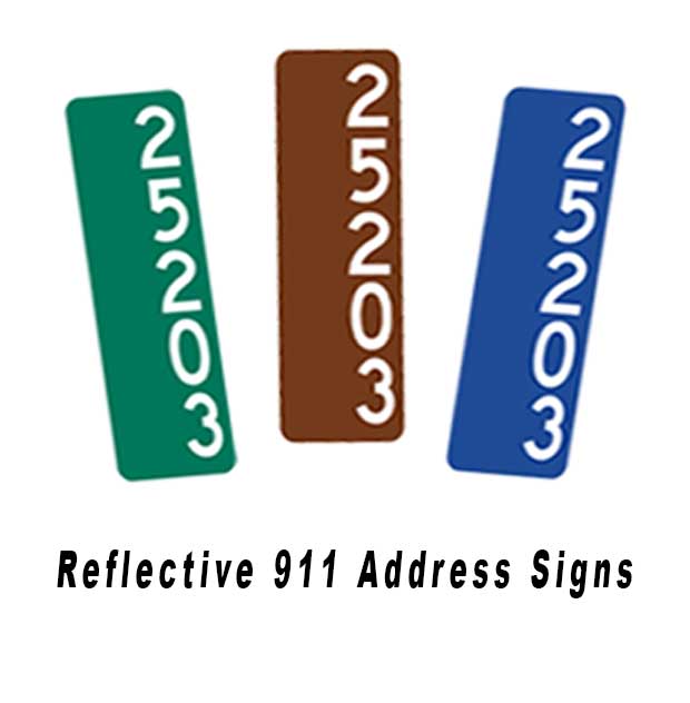 911 Address Signs in Blue Green or Brown.