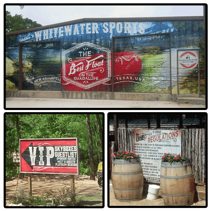 custom banners and signs from Whitewater Amphitheater projects.